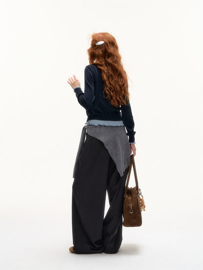 AsGony ASG25394 Lace patchwork drawstring loose pants