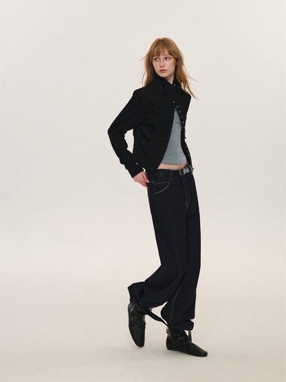 Asgony ASG26608 Suede Lace-Trim Jacket