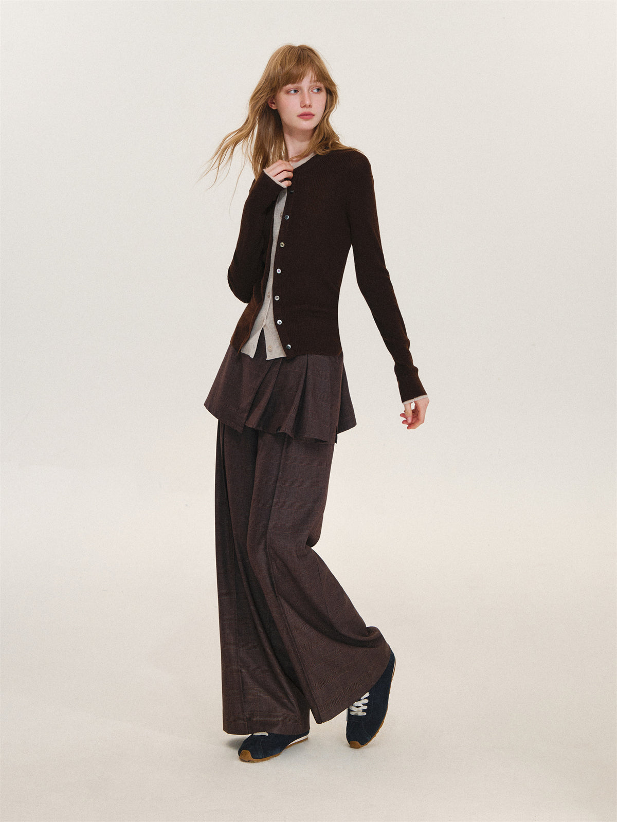 Asgony ASG26619 Faux-Layered Knit Cardigan