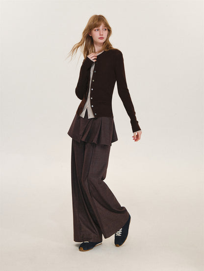 Asgony ASG26619 Faux-Layered Knit Cardigan