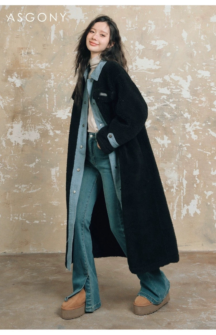 ASGONY [Best Seller] Denim and Fleece Coat(2length)31026 31123