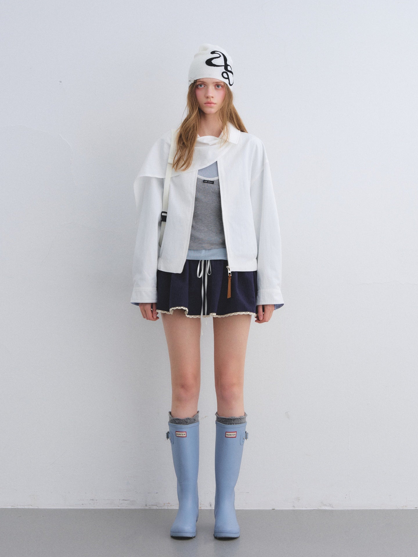 AsGony ASG25674 Detachable swing collar shawl flight jacket