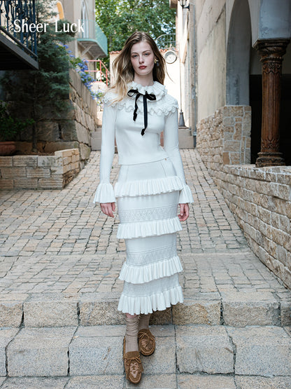 SHEERLUCK SLTZ25502 Vintage lace ruffle edge set