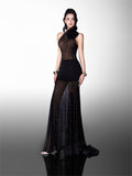 Glam Doll Long stretch rhinestone dress(2 colors)