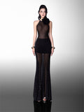 Glam Doll Long stretch rhinestone dress(2 colors)