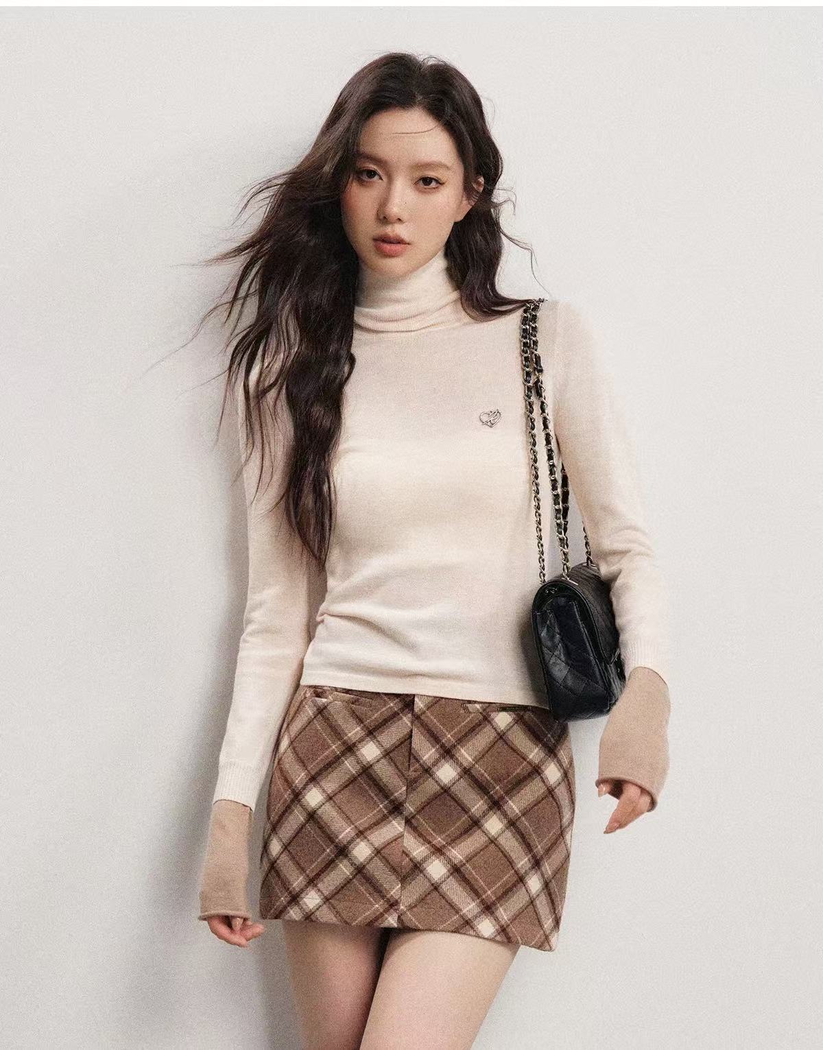 Kroche [Star Style] Plaid skirt (2 length)