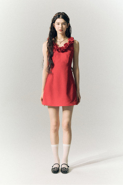 Serene Ease French Twisted Rose Sleeveless Dress