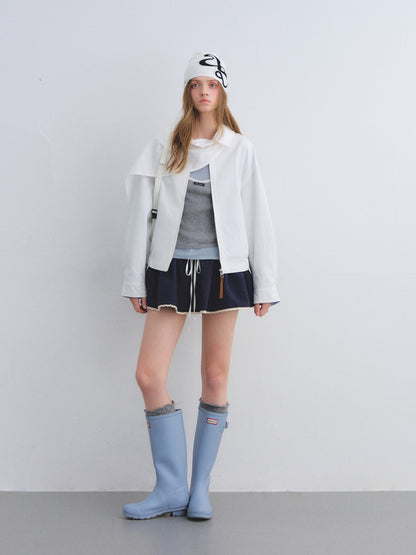 AsGony ASG25674 Detachable swing collar shawl flight jacket