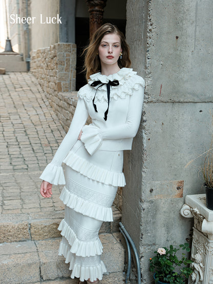 SHEERLUCK SLTZ25502 Vintage lace ruffle edge set