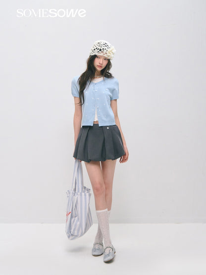 SOMESOWE S2609046 Wave Point Fake Two Knitted Tops