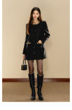 OShea 4C01Q773 Diomanted Black Tweed Coat