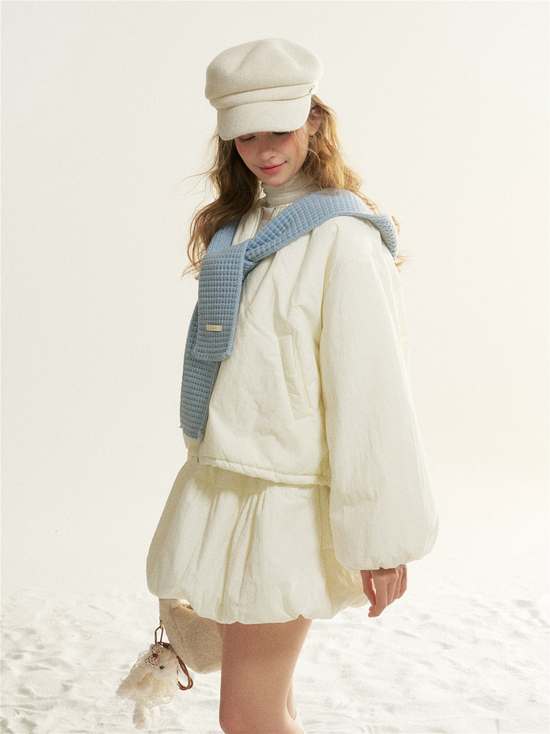 16DEWS 16D25536 Round neck cotton jacket + A-line skirt two-piece set