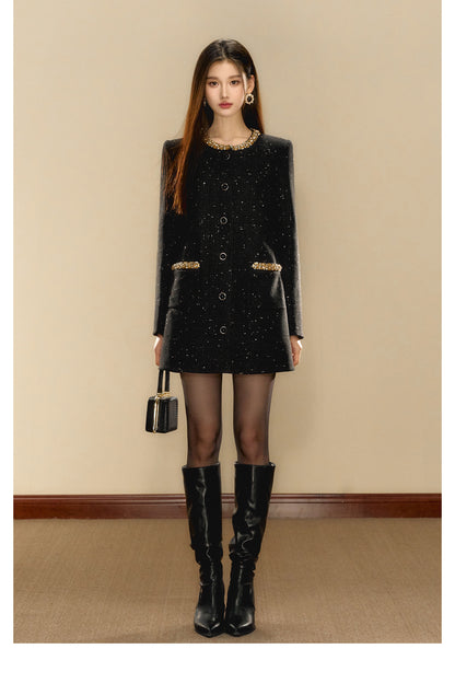 OShea 4C01Q773 Diomanted Black Tweed Coat