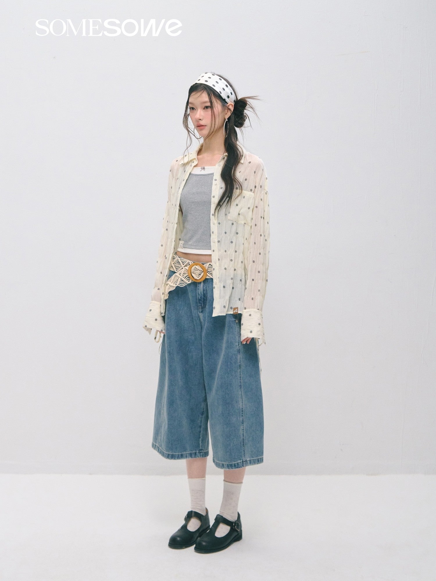 SOMESOWE S2509020 Atmosphere pleated polka dot shirt