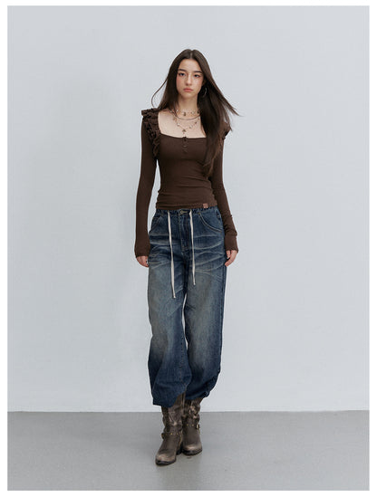 VIA PITTI VIACP6309 Gradient Contrast-Color Loose-Fit Jeans
