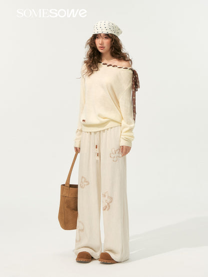 SOMESOWE S2508191 Silk scarf tied knitted top
