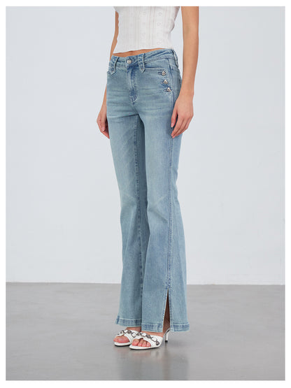 VIA PITTI VIACP6219 Vintage Split-Hem Flared Jeans