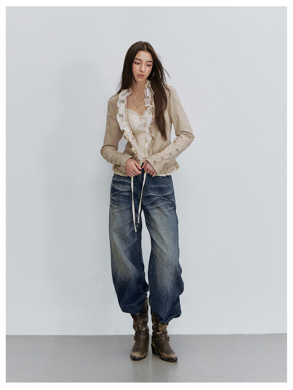 VIA PITTI VIACP6309 Gradient Contrast-Color Loose-Fit Jeans
