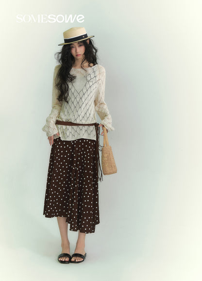 SOMESOWE S2609074 Paper and yarn diamond grid hollow top