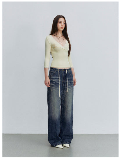 VIA PITTI VIACP6309 Gradient Contrast-Color Loose-Fit Jeans