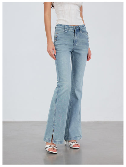 VIA PITTI VIACP6219 Vintage Split-Hem Flared Jeans