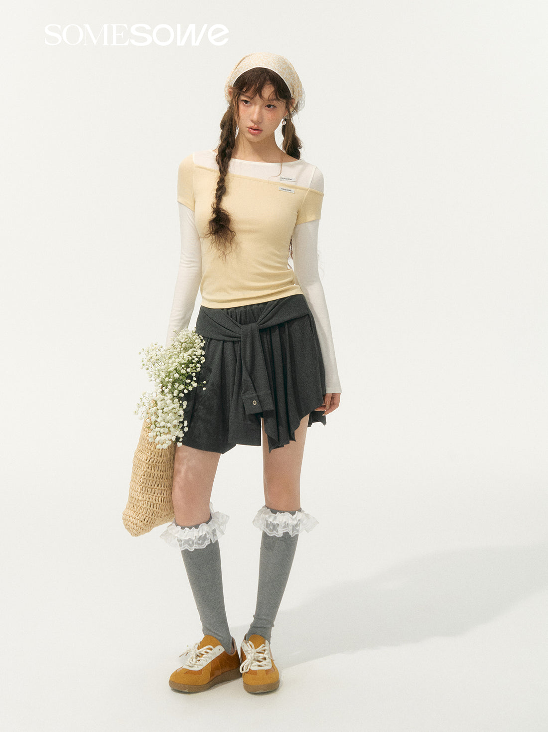 SOMESOWE S2508067 Fake two contrasting knitted tops (2color)