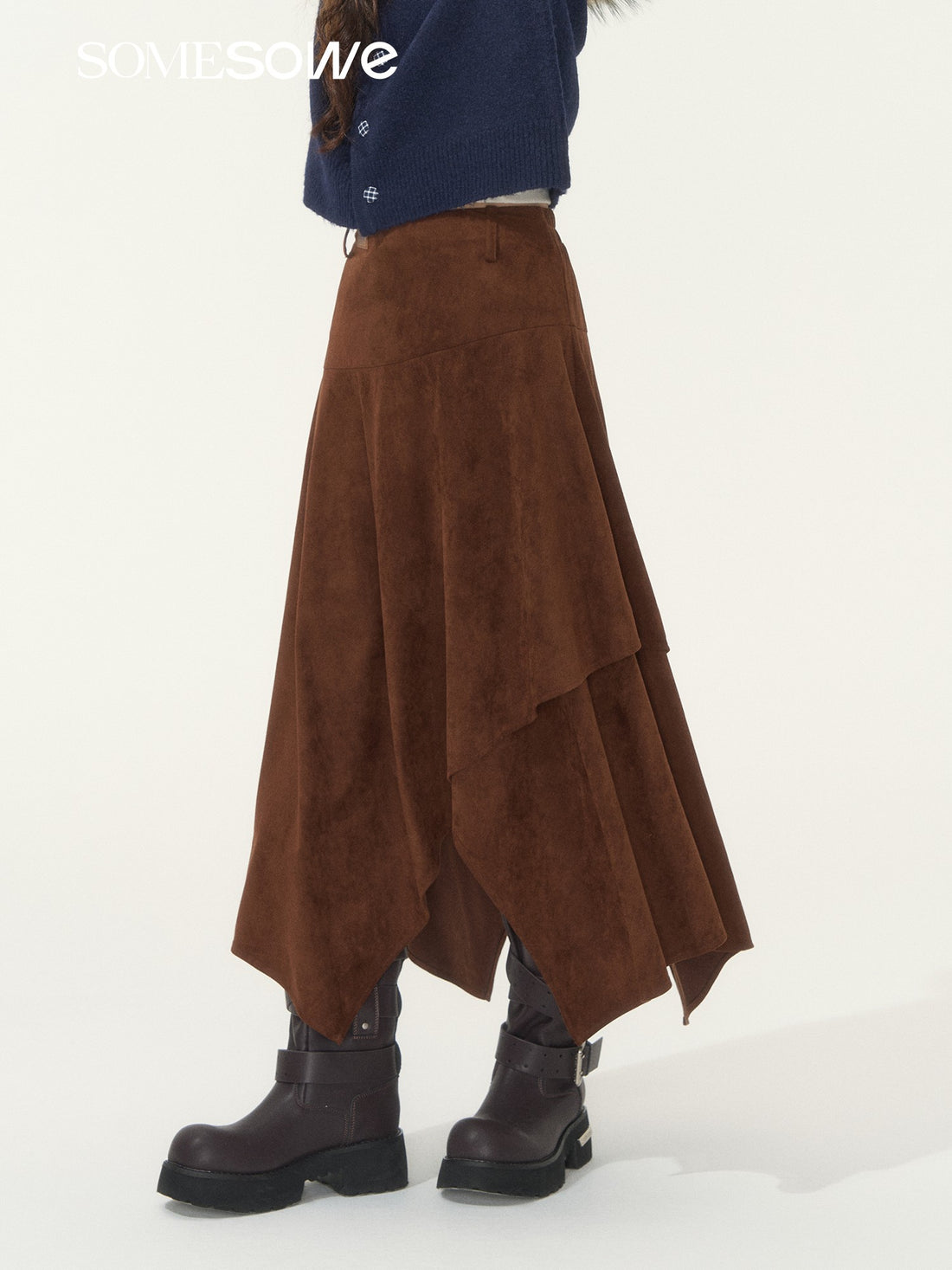 SOMESOWE S2508259 Irregular suede skirt