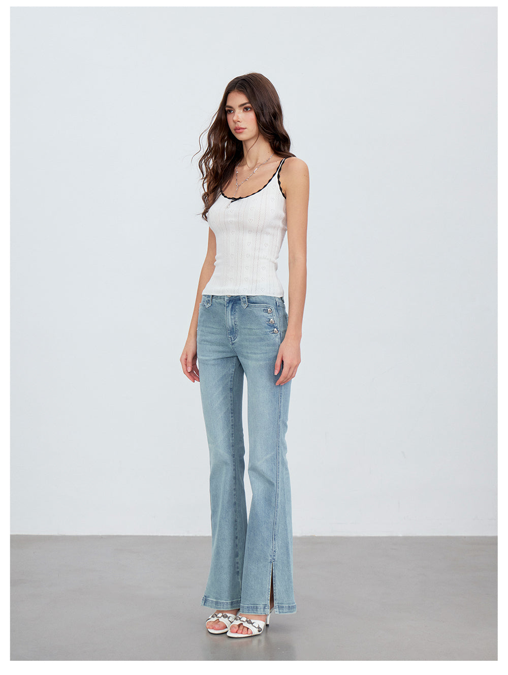 VIA PITTI VIACP6219 Vintage Split-Hem Flared Jeans