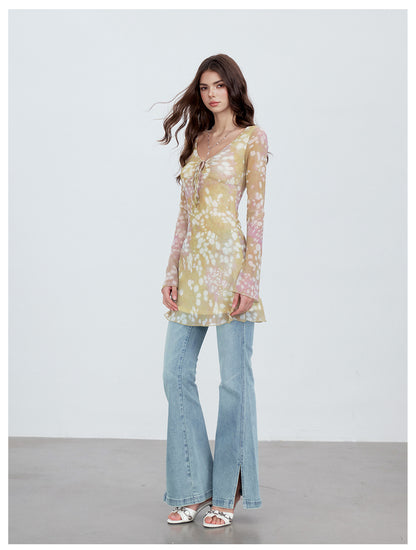 VIA PITTI VIACP6219 Vintage Split-Hem Flared Jeans