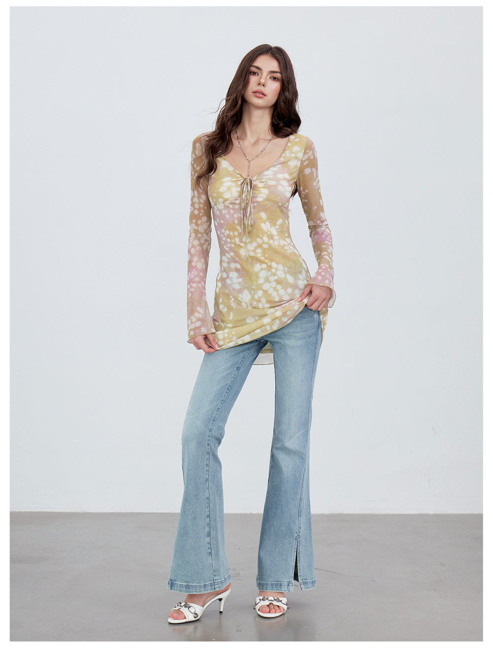 VIA PITTI VIACP6219 Vintage Split-Hem Flared Jeans