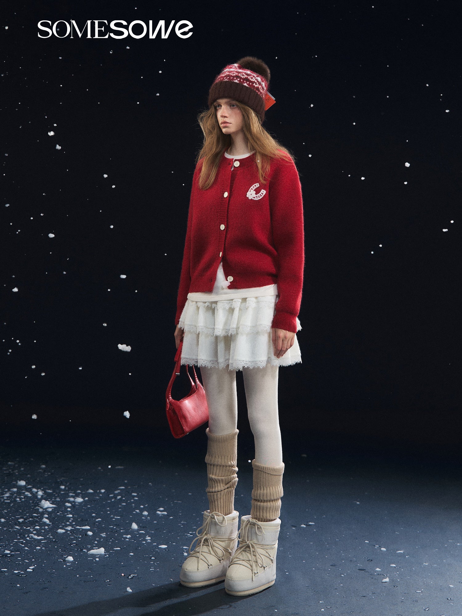 SOMESOWE S2508317 Lucky Pony Round Neck Cardigan