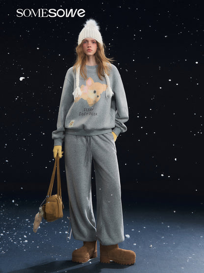 SOMESOWE S2508317 Little deer velvet round neck long sleeved sweatshirt