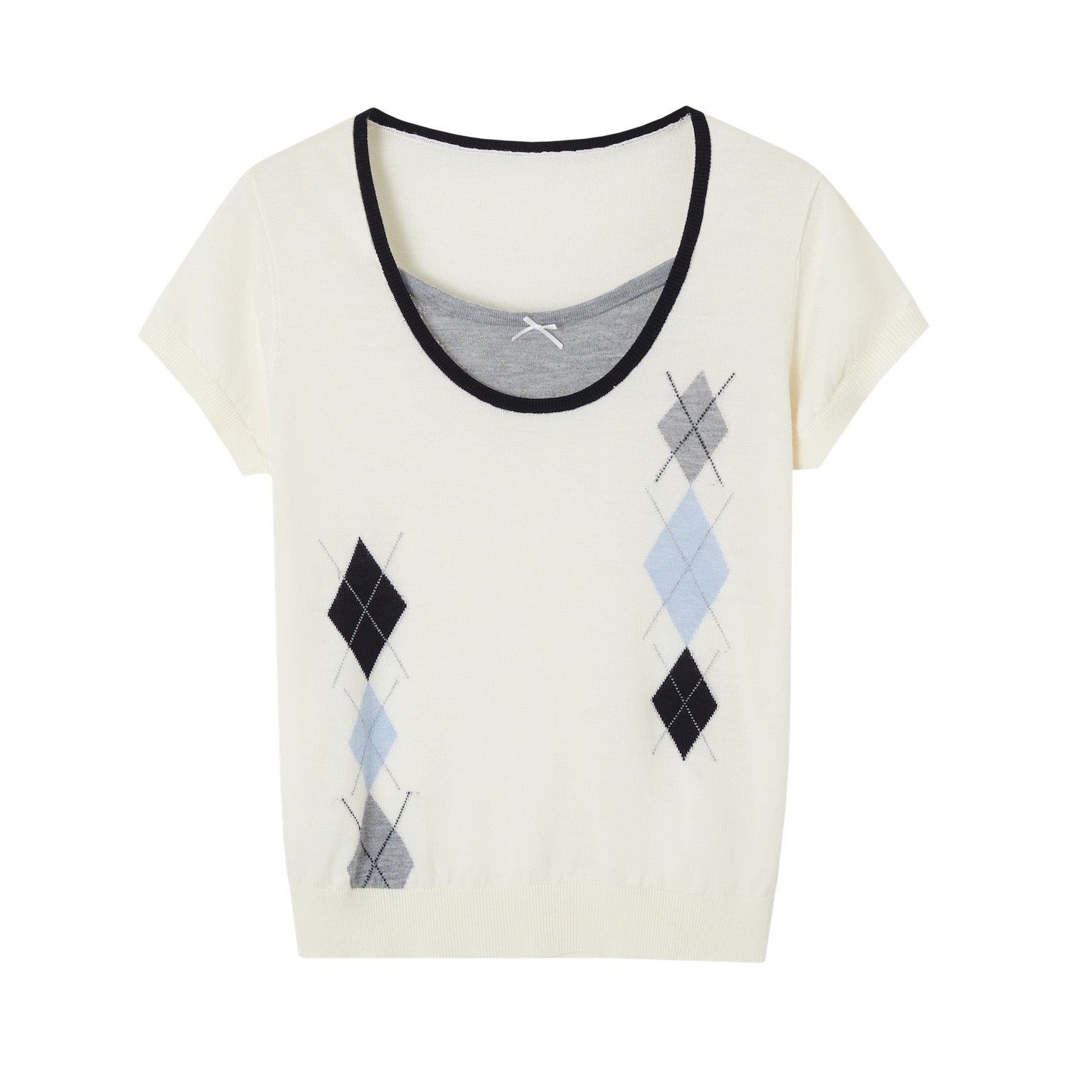 SOMESOWE S2609077 Lingge color matching fake two piece top