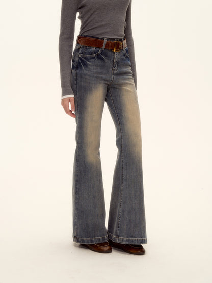 AsGony ASG25460 Washed high waisted slightly flared jeans