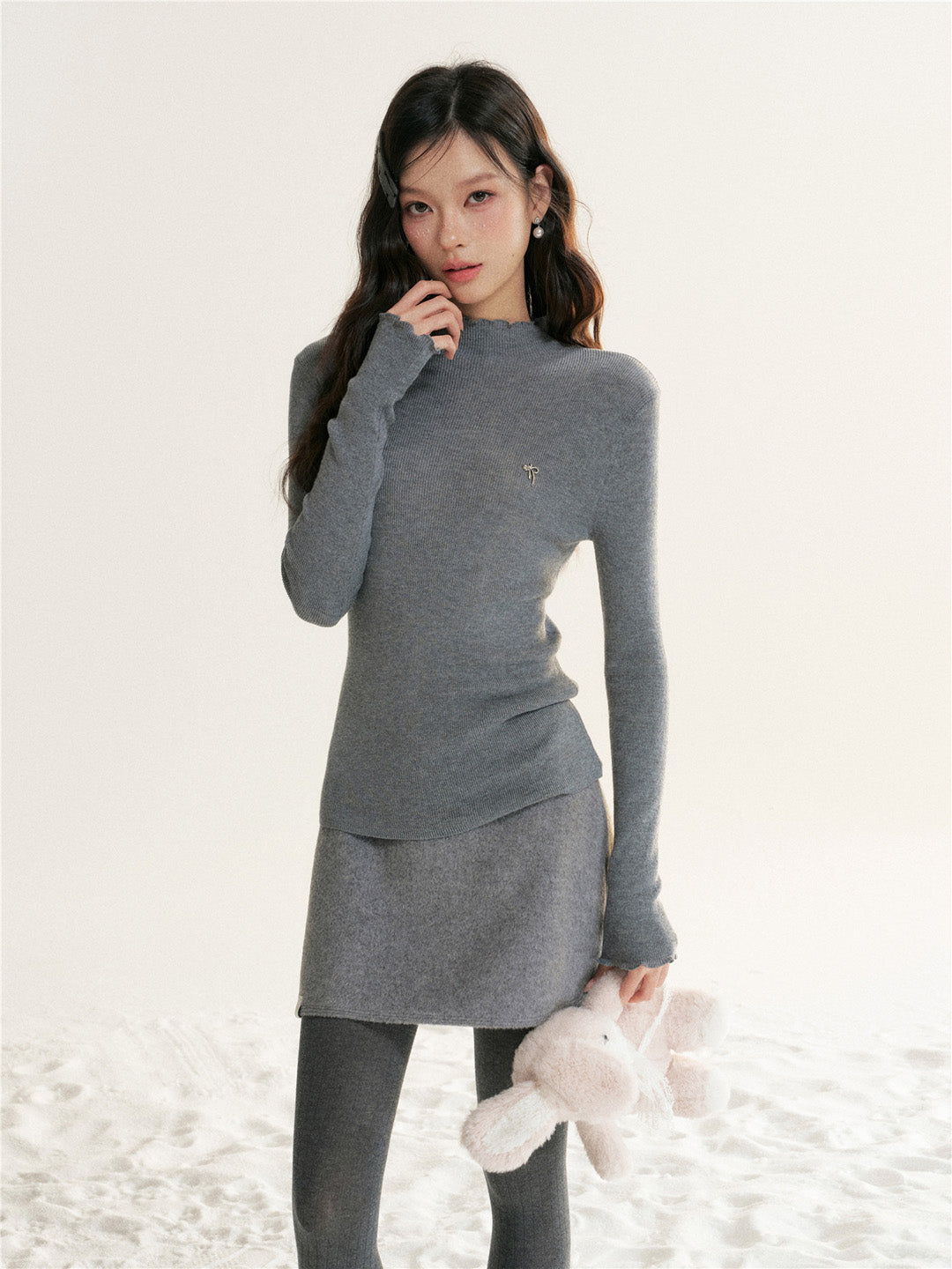 16DEWS 16D25518 High neck long sleeved knitted base shirt