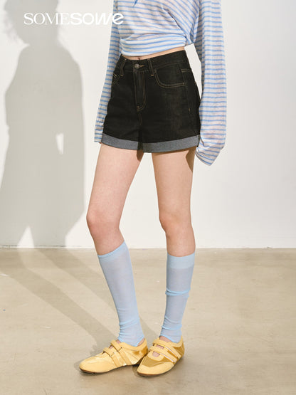 SOMESOWE S2508146 Original color rolled denim shorts