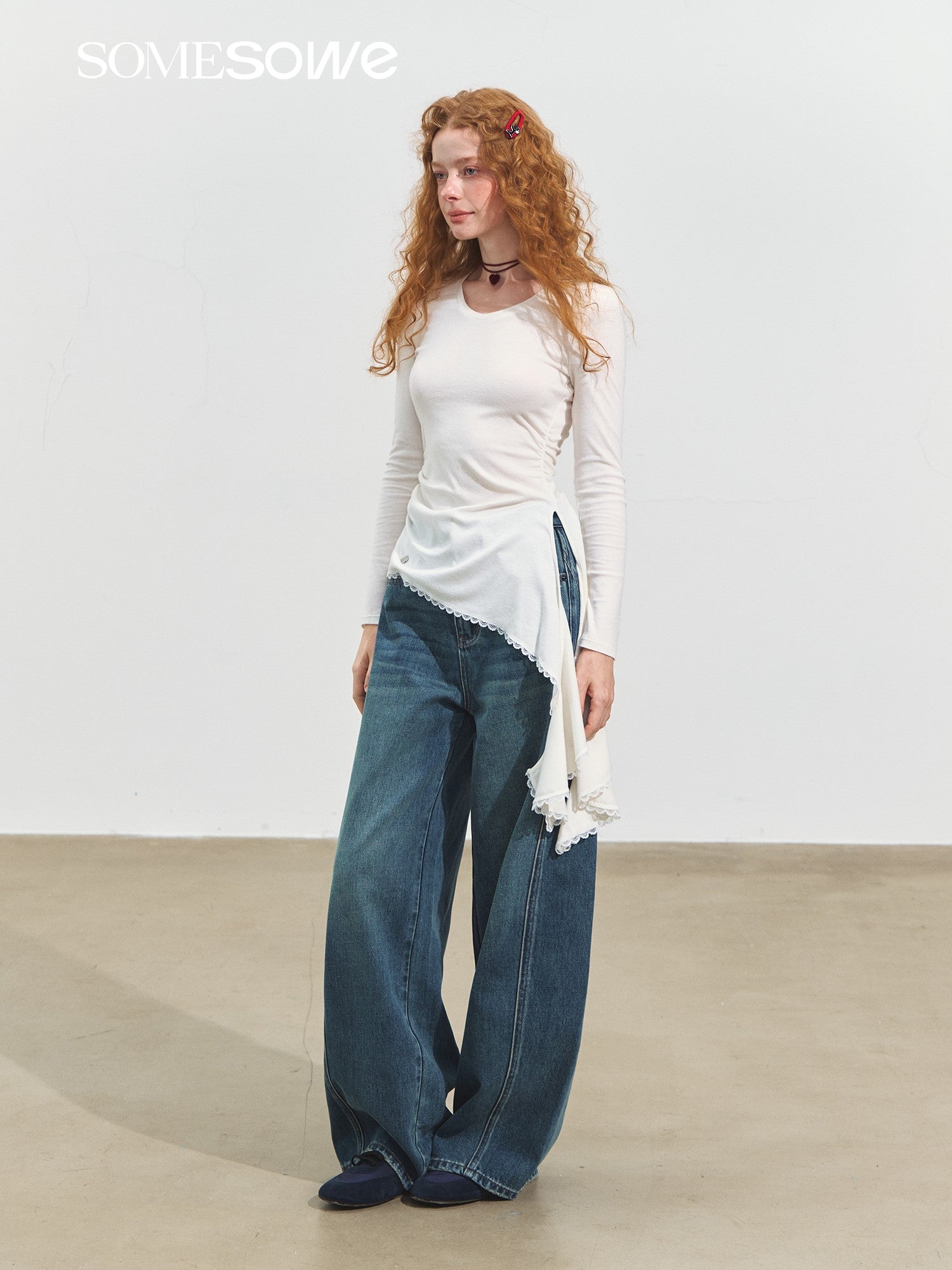 SOMESOWE S2508253 Three dimensional split wide leg jeans