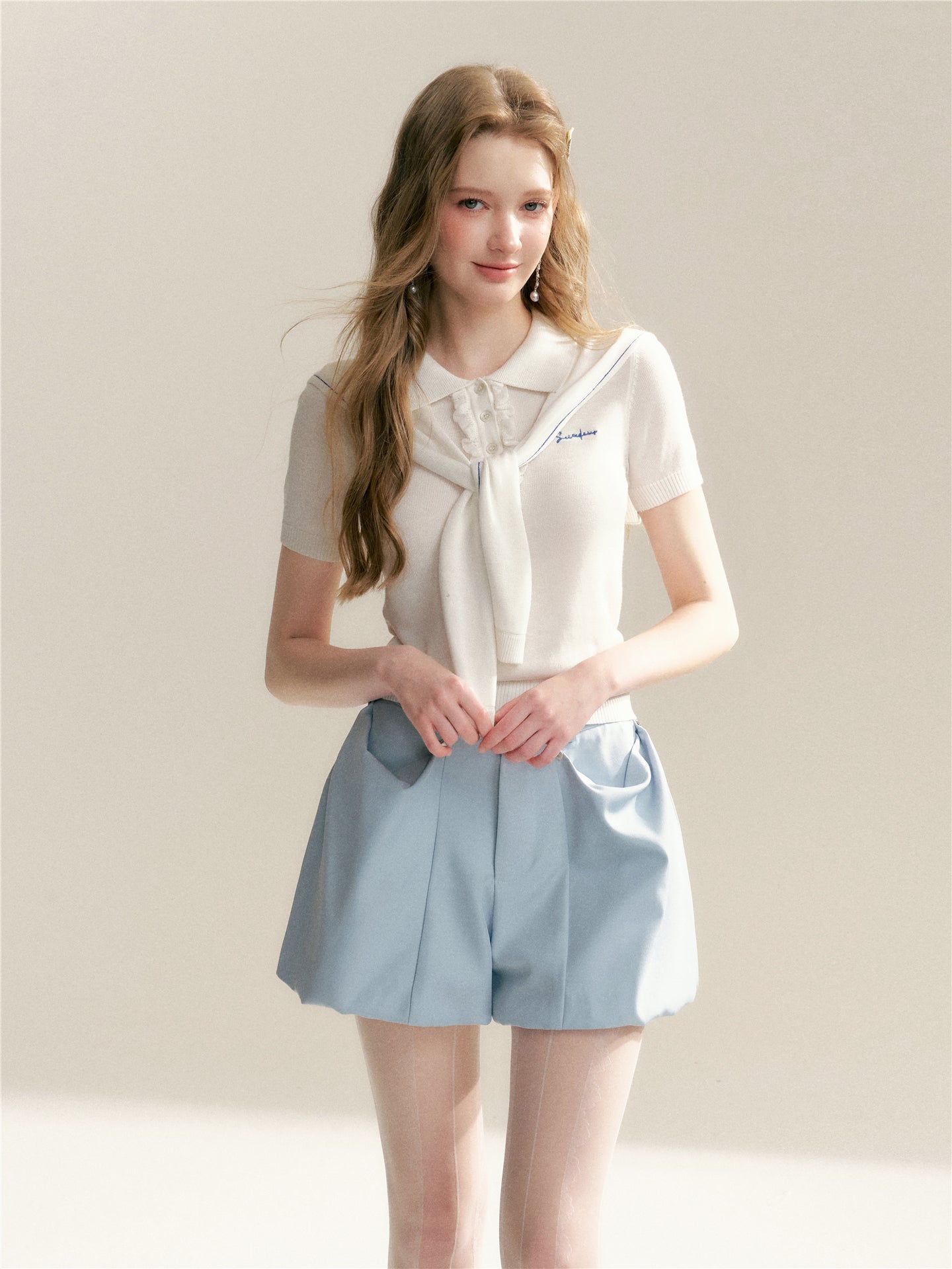 16DEWS 16D246068 A-line flower bud shorts