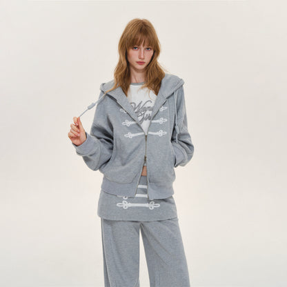 Asgony ASG26632 &amp; ASG26633 Hoodie Jacket &amp; Faux Layered Low-Rise Sweatpants