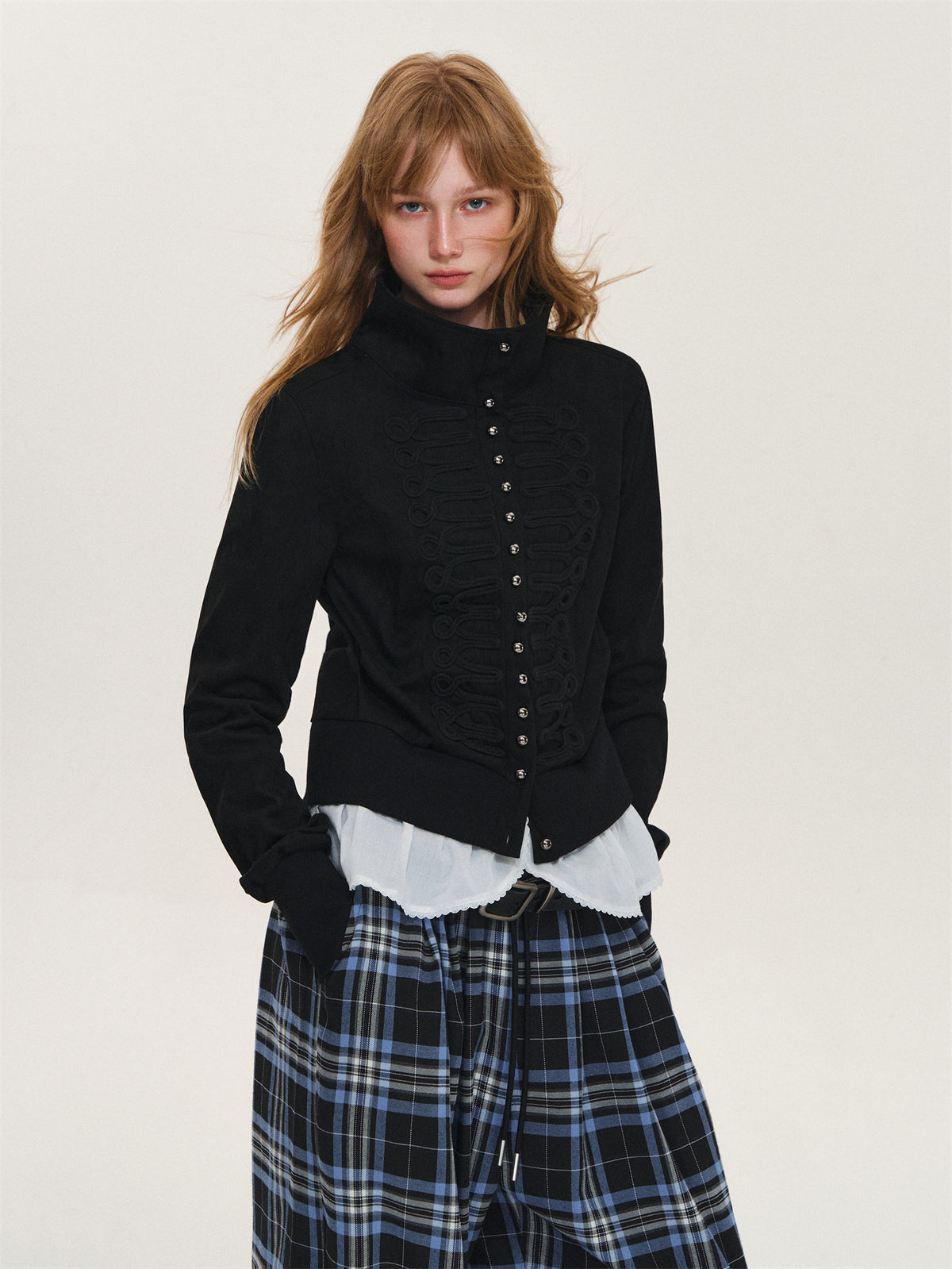 Asgony ASG26608 Suede Lace-Trim Jacket