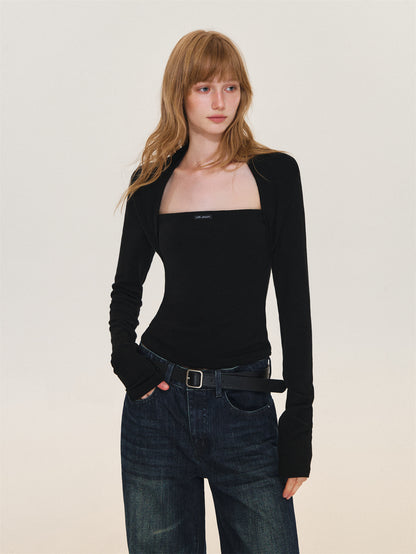 Asgony ASG26612 Faux-Layered Long-Sleeve Top