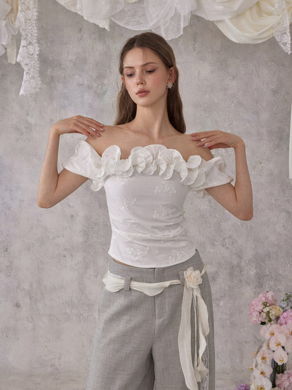 NOMEANSNO N188 White off-shoulder top