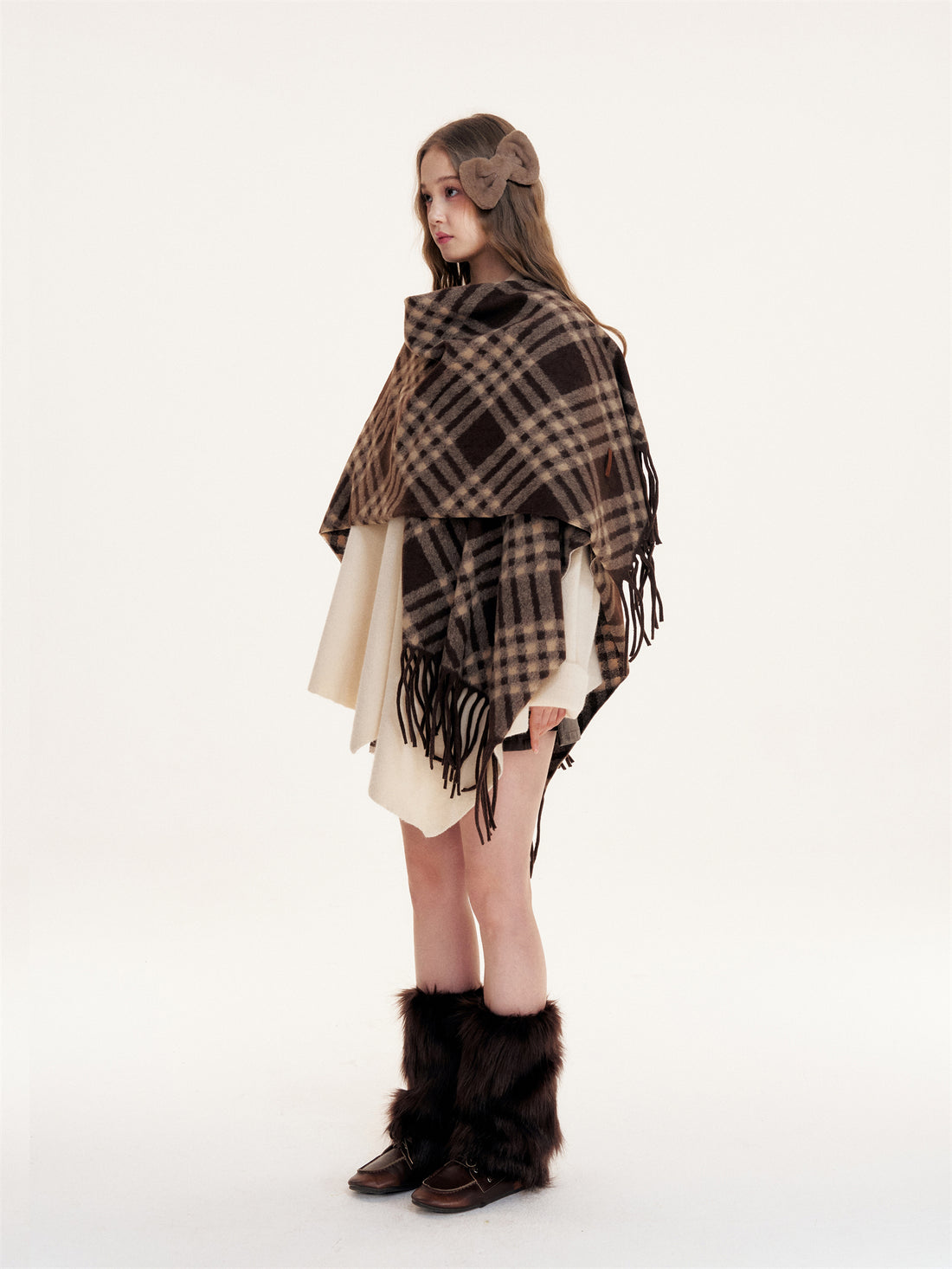 16DEWS 16D25419 Long plaid shawl