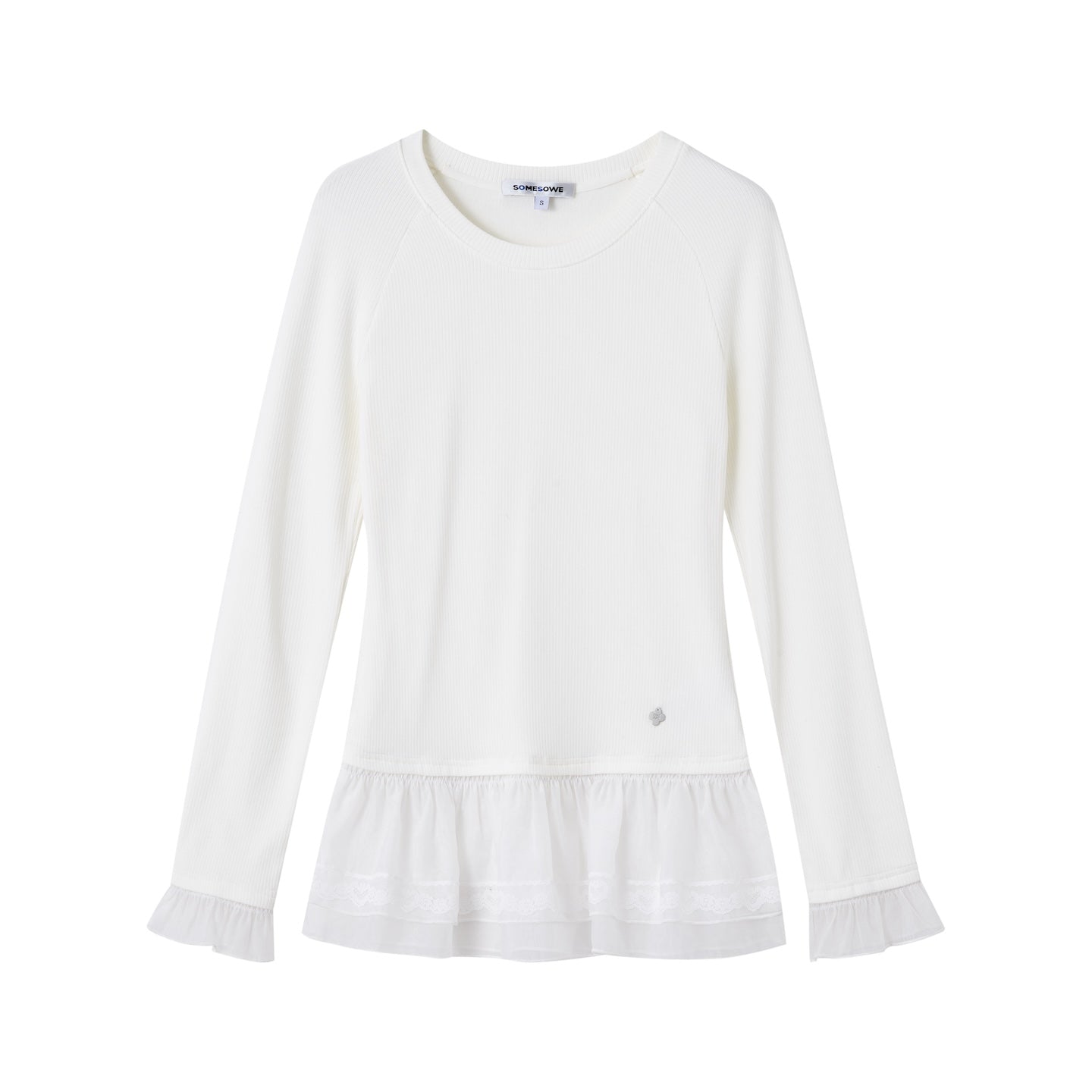 SOMESOWE S2508236 Double layered lace raglan warm velvet top