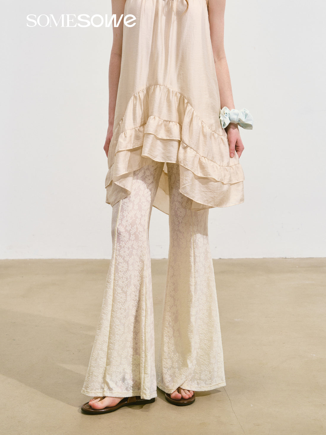 SOMESOWE S2508117 Lace micro flared pants