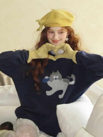 AsGony ASG25515 Simple solid color five finger knitted gloves