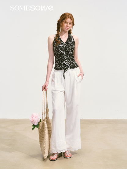 SOMESOWE S2508095 Lace wide leg casual pants