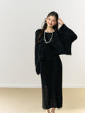 Lafreedom Soft Mohair Black Set(top or midi skirt)