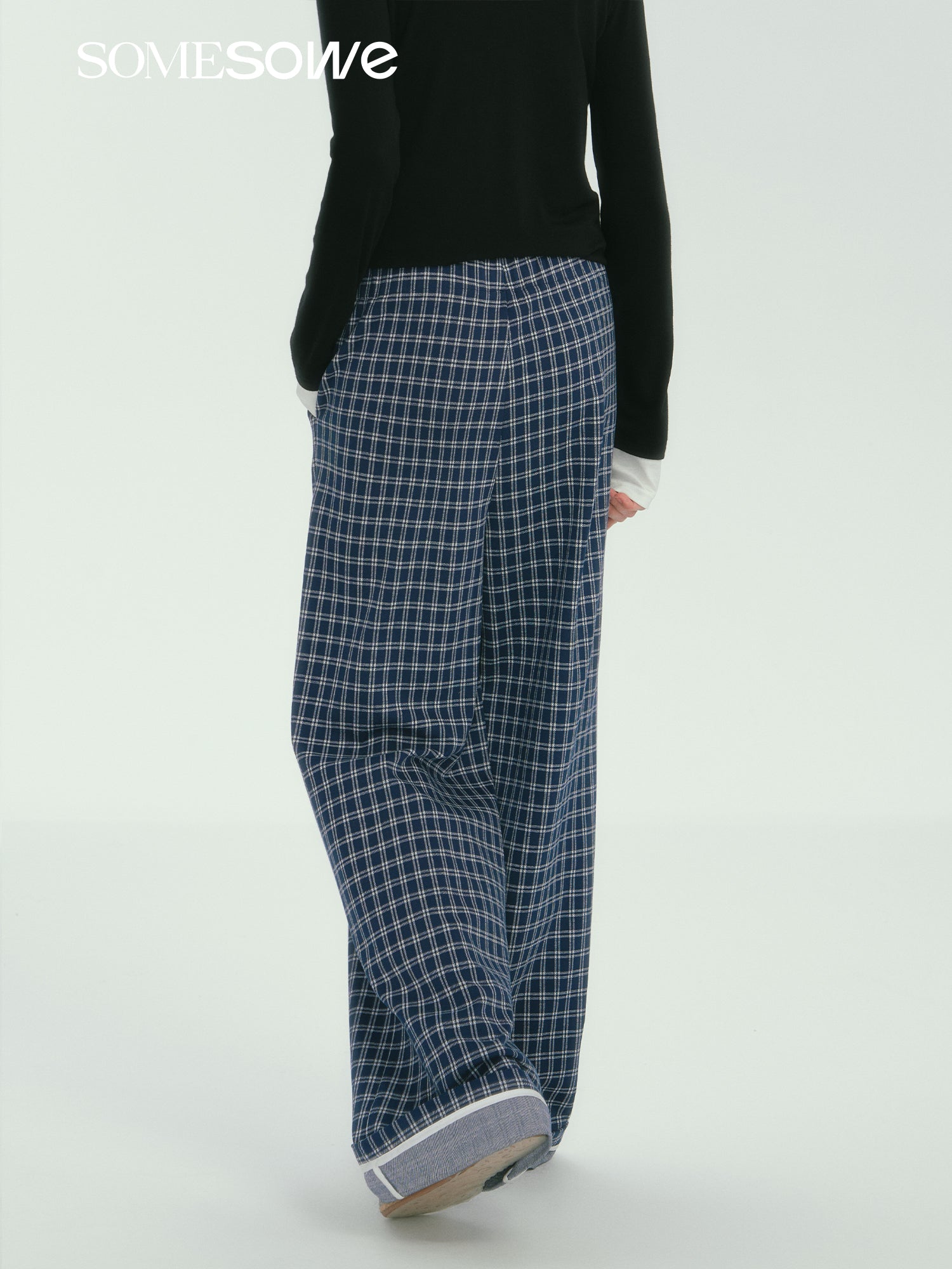 SOMESOWE S2407264 Gingham wide-leg pants