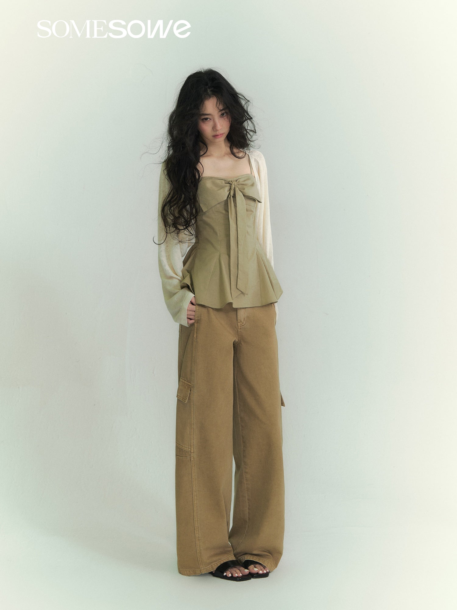 SOMESOWE S2609080&amp;S2609078 Batwing sleeve Cooling sensation cardigan + camisole